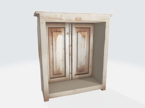 Rustic Vintage Wardrobe Cabinet - Distressed Farmhouse Furniture Modello 3D