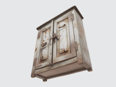 Rustic Vintage Wardrobe Cabinet - Distressed Farmhouse Furniture Modello 3D