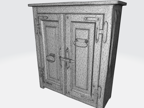 Rustic Vintage Wardrobe Cabinet - Distressed Farmhouse Furniture Modello 3D