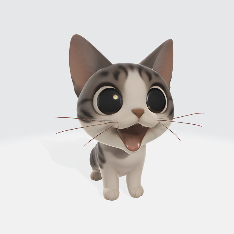 Cute Cartoon Cat - Kawaii Kitten Character 3D मॉडल .c4d .max .obj .3ds .fbx .stl .blend 