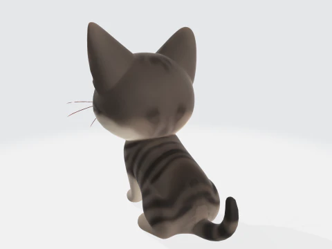 Cute Cartoon Cat - Kawaii Kitten Character 3D Model