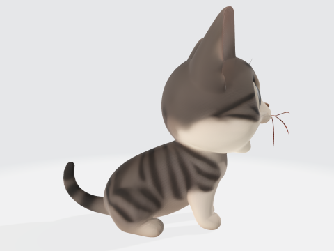 Cute Cartoon Cat - Kawaii Kitten Character 3D मॉडल