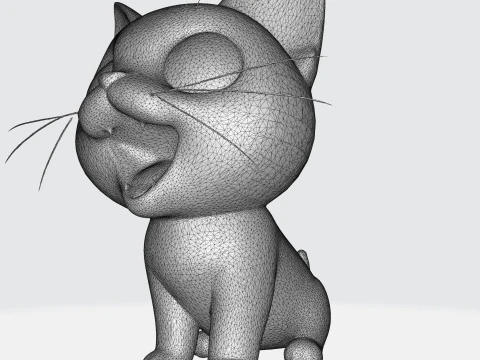 Cute Cartoon Cat - Kawaii Kitten Character 3D Model