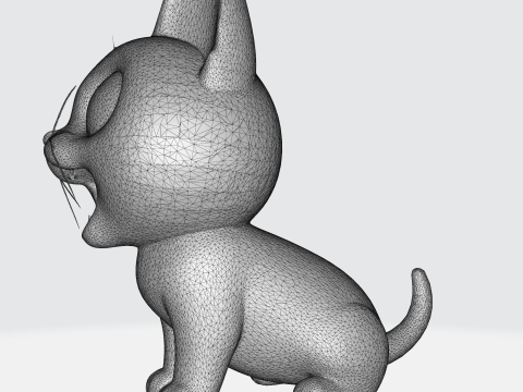 Cute Cartoon Cat - Kawaii Kitten Character 3D मॉडल