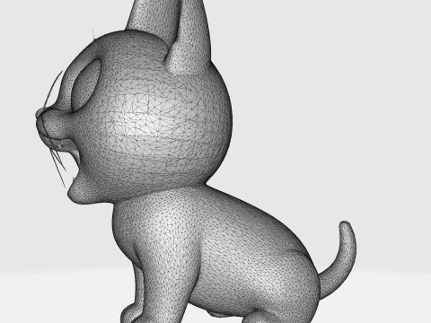 Cute Cartoon Cat - Kawaii Kitten Character 3D Model