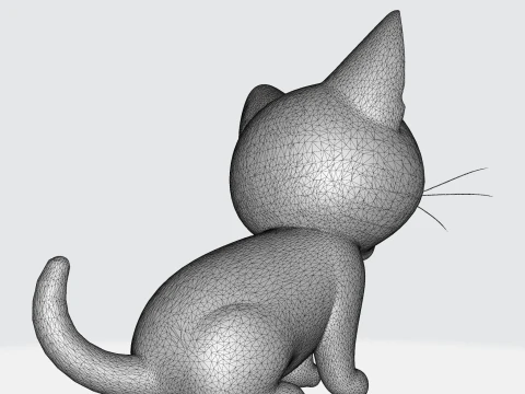 Cute Cartoon Cat - Kawaii Kitten Character 3D Model