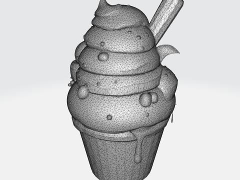 Kawaii Cartoon Ice Cream Character - Cute Dessert Mascot Modelo 3D