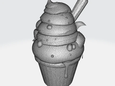 Kawaii Cartoon Ice Cream Character - Cute Dessert Mascot 3D Model