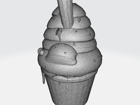 Kawaii Cartoon Ice Cream Character - Cute Dessert Mascot Modelo 3D