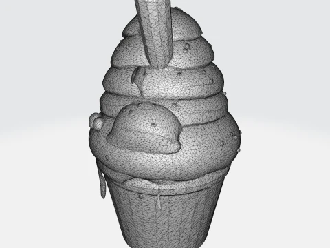 Kawaii Cartoon Ice Cream Character - Cute Dessert Mascot 3D Model