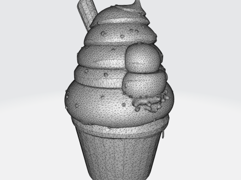 Kawaii Cartoon Ice Cream Character - Cute Dessert Mascot Modelo 3D