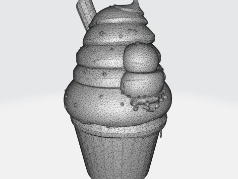 Kawaii Cartoon Ice Cream Character - Cute Dessert Mascot 3D Model