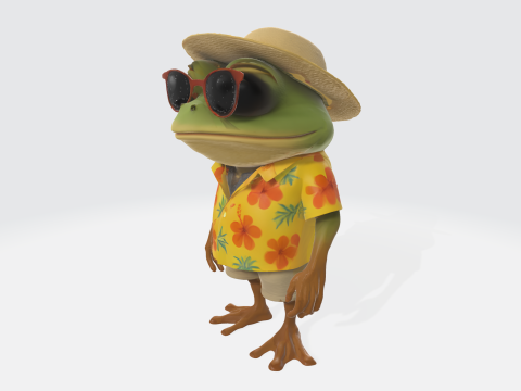 Cartoon Frog Character - Summer Tourist Model 3D