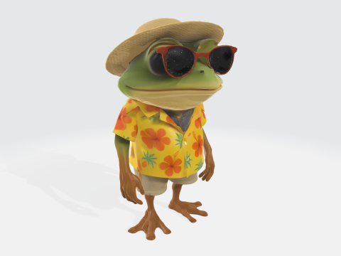 Cartoon Frog Character - Summer Tourist Model 3D