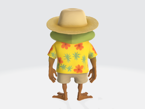 Cartoon Frog Character - Summer Tourist Model 3D