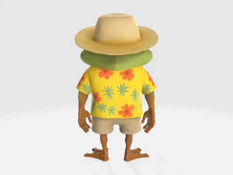 Cartoon Frog Character - Summer Tourist 3D Model