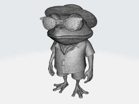 Cartoon Frog Character - Summer Tourist 3D Model