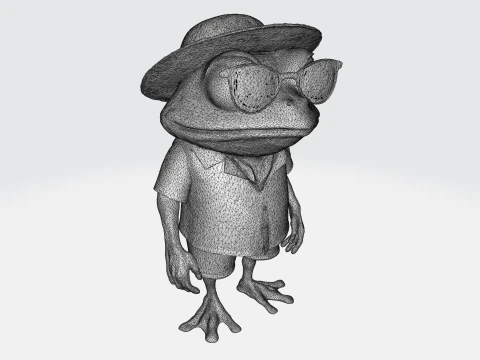 Cartoon Frog Character - Summer Tourist 3D Model