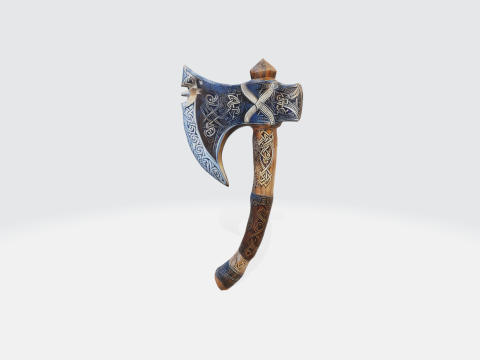 Viking Battle Axe - Medieval Celtic Warrior Weapon Modèle 3D