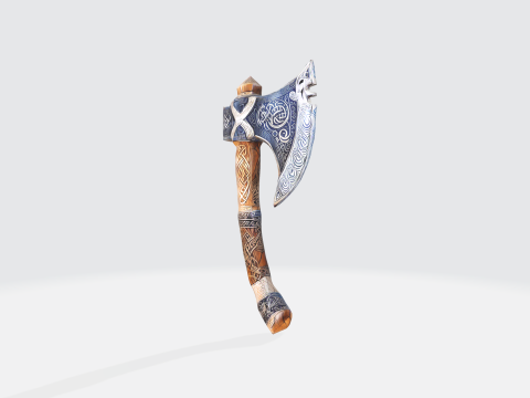 Viking Battle Axe - Medieval Celtic Warrior Weapon Modèle 3D