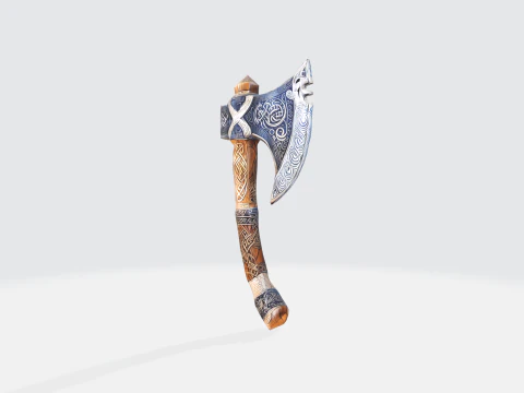 Viking Battle Axe - Medieval Celtic Warrior Weapon 3D Model