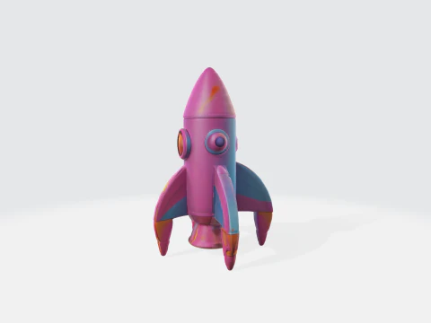 Cartoon Rocket Ship - Space Vehicle 3D Model