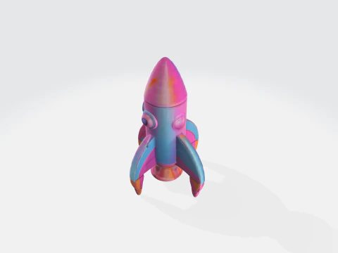 Cartoon Rocket Ship - Space Vehicle 3D Model