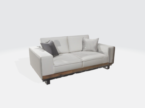 Modern White Leather Sofa - Contemporary Living Room Furniture 3D Model