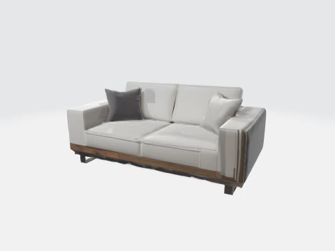Modern White Leather Sofa - Contemporary Living Room Furniture 3D Model