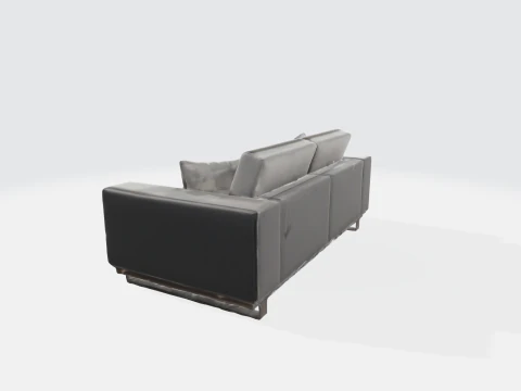 Modern White Leather Sofa - Contemporary Living Room Furniture 3D Model