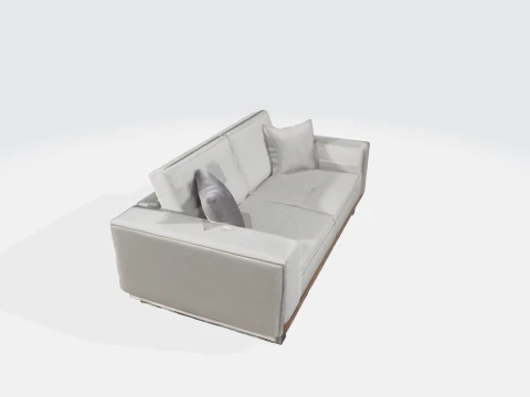 Modern White Leather Sofa - Contemporary Living Room Furniture 3D Model