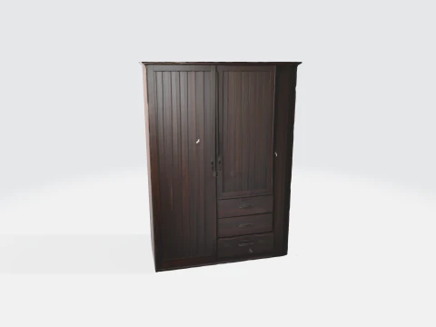 Houten kledingkast - Meubels voor interieurontwerp 3D Model