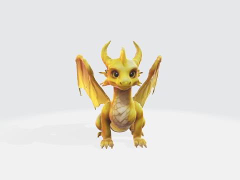 Golden Dragon - Fantasy Creature 3D Model