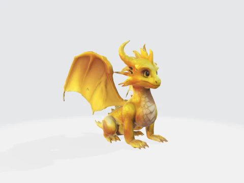 Golden Dragon - Fantasy Creature 3D Model