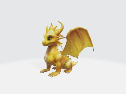 Golden Dragon - Fantasy Creature 3D Model