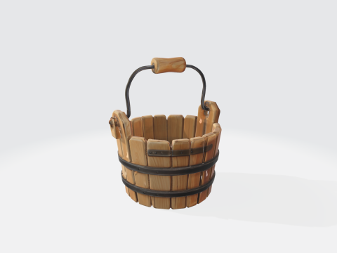 Wooden Bucket - Medieval Fantasy Water Pail Asset 3D Model