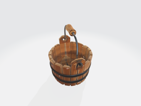 Wooden Bucket - Medieval Fantasy Water Pail Asset 3D Model