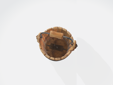 Wooden Bucket - Medieval Fantasy Water Pail Asset 3D Model