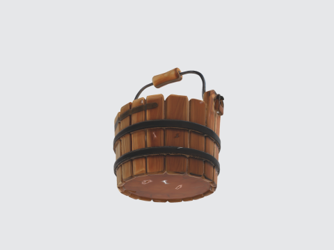 Wooden Bucket - Medieval Fantasy Water Pail Asset 3D Model