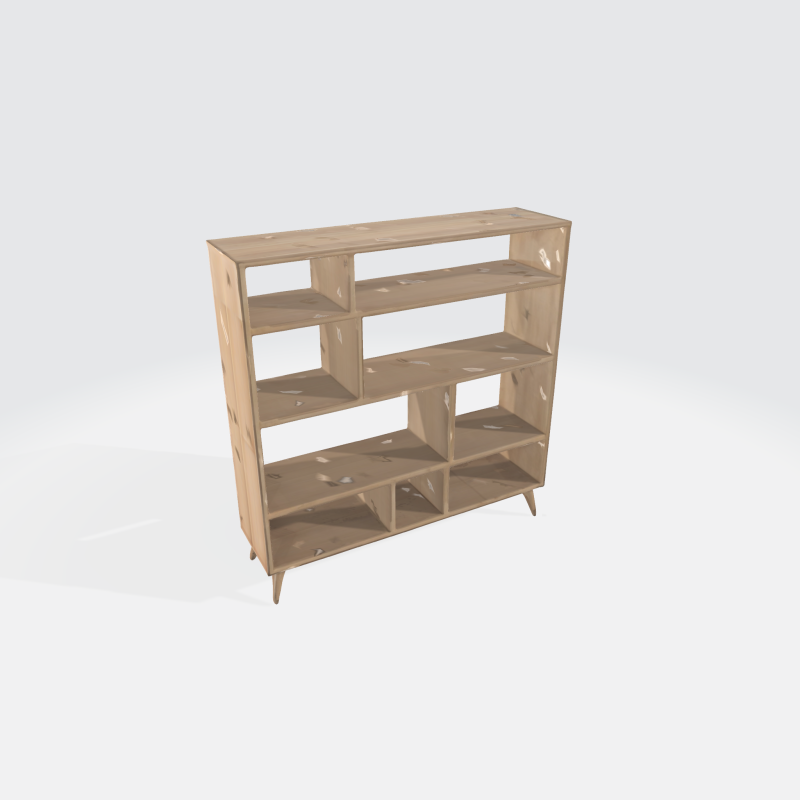Modern Wooden Bookshelf - Mid Century Display Unit Asset 3D Model .c4d .max .obj .3ds .fbx .stl .blend