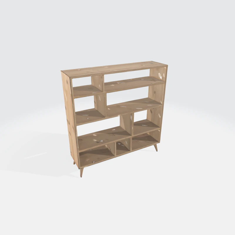 Estante de madeira moderna - recurso de unidade de exibi&ccedil;&atilde;o de meados do s&eacute;culo Modelo 3D .c4d .max .obj .3ds .fbx .stl .blend 