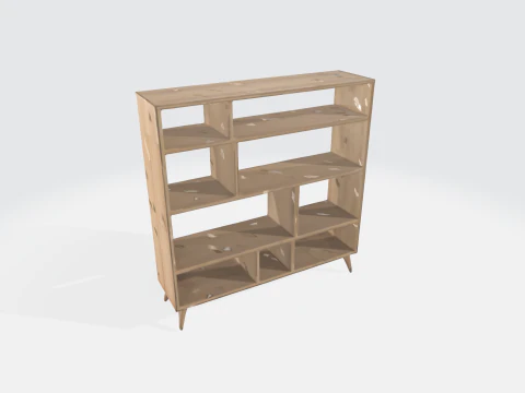 Estante de madeira moderna - recurso de unidade de exibi&ccedil;&atilde;o de meados do s&eacute;culo Modelo 3D