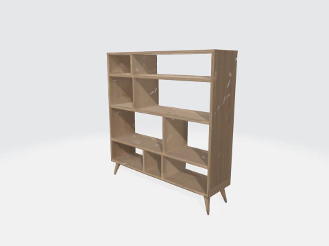 Estante de madeira moderna - recurso de unidade de exibi&ccedil;&atilde;o de meados do s&eacute;culo Modelo 3D