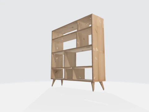 Estante de madeira moderna - recurso de unidade de exibi&ccedil;&atilde;o de meados do s&eacute;culo Modelo 3D
