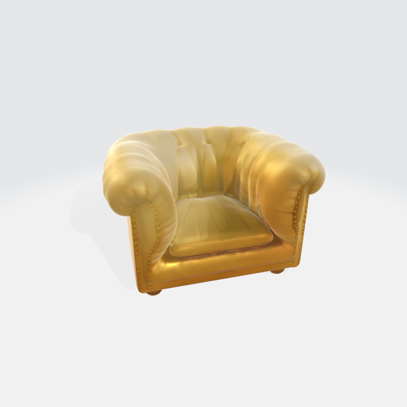 Luxury Golden Leather Armchair - Chesterfield Style Chair 3D Model .c4d .max .obj .3ds .fbx .stl .blend
