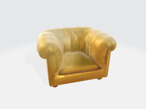 Luxury Golden Leather Armchair - Chesterfield Style Chair 3D Model