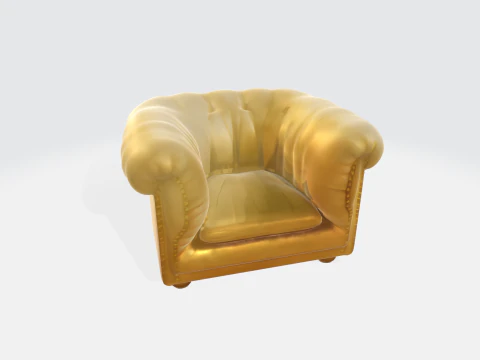 Poltrona luxuosa de couro dourado - Cadeira estilo Chesterfield Modelo 3D