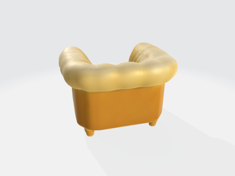 Luxury Golden Leather Armchair - Chesterfield Style Chair 3D Model
