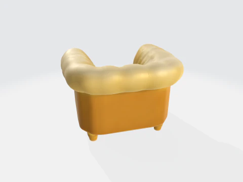 Luxury Golden Leather Armchair - Chesterfield Style Chair 3D Model