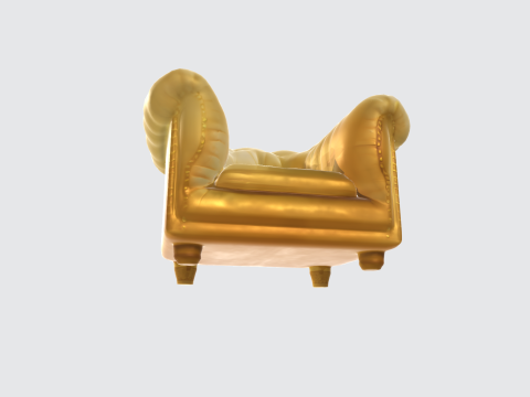 Luxury Golden Leather Armchair - Chesterfield Style Chair 3D Model